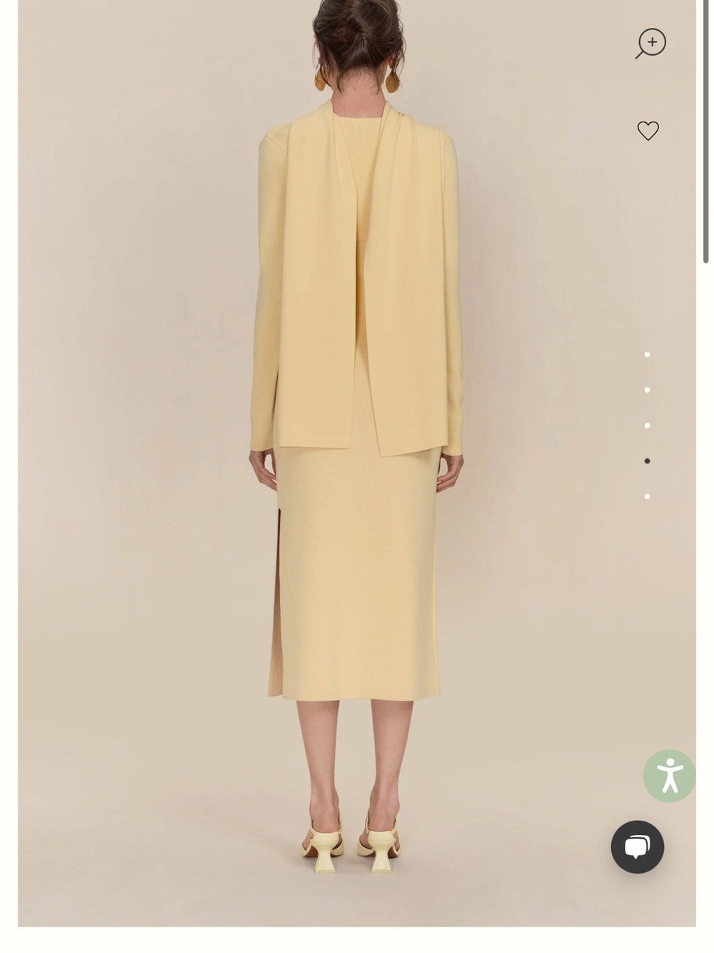 cult gaia coletta butter yellow knit fitted midi dress size large - Picture 4 of 9